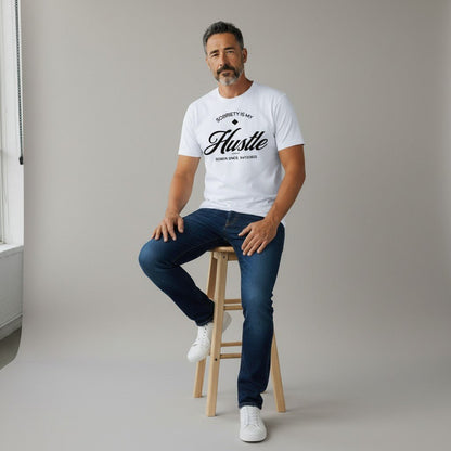 Hustle Men's Relaxed T-Shirt w/Personalize Sober Date