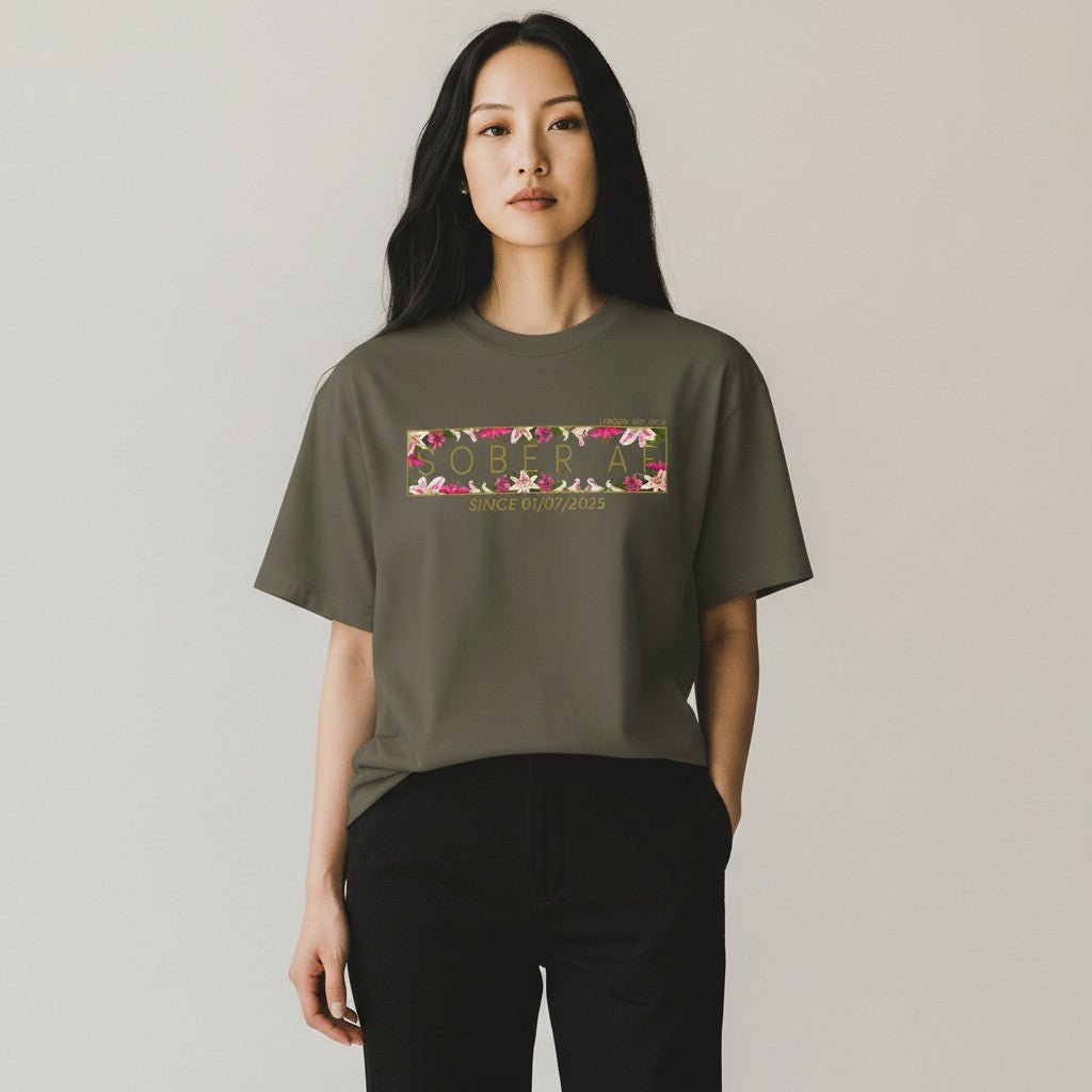 Sober T Shirt | Women’s Sober AF Tee with Custom Sobriety Date in Pastel Colors