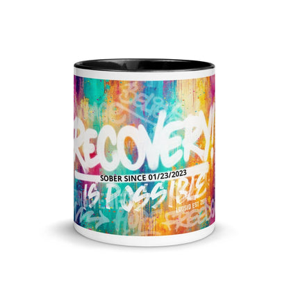 Loosid Recovery Is Possible Mug with Sober Date Sober Coffee Mug featuring the design