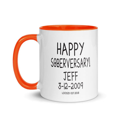 Happy Soberversary Mug with Color Inside Sober Coffee Mug featuring the design (view 11)