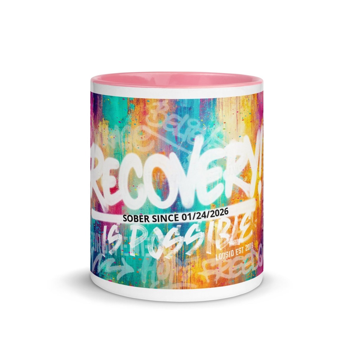 Recovery Is Possible Mug with Sober Date Sober Coffee Mug packaging detail (view 8)