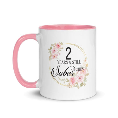 Years Sober For Her Mug with Color Inside Sober Coffee Mug lifestyle view (view 5)