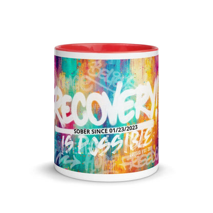 Recovery Is Possible Mug with Sober Date Sober Coffee Mug graphic detail (view 14)