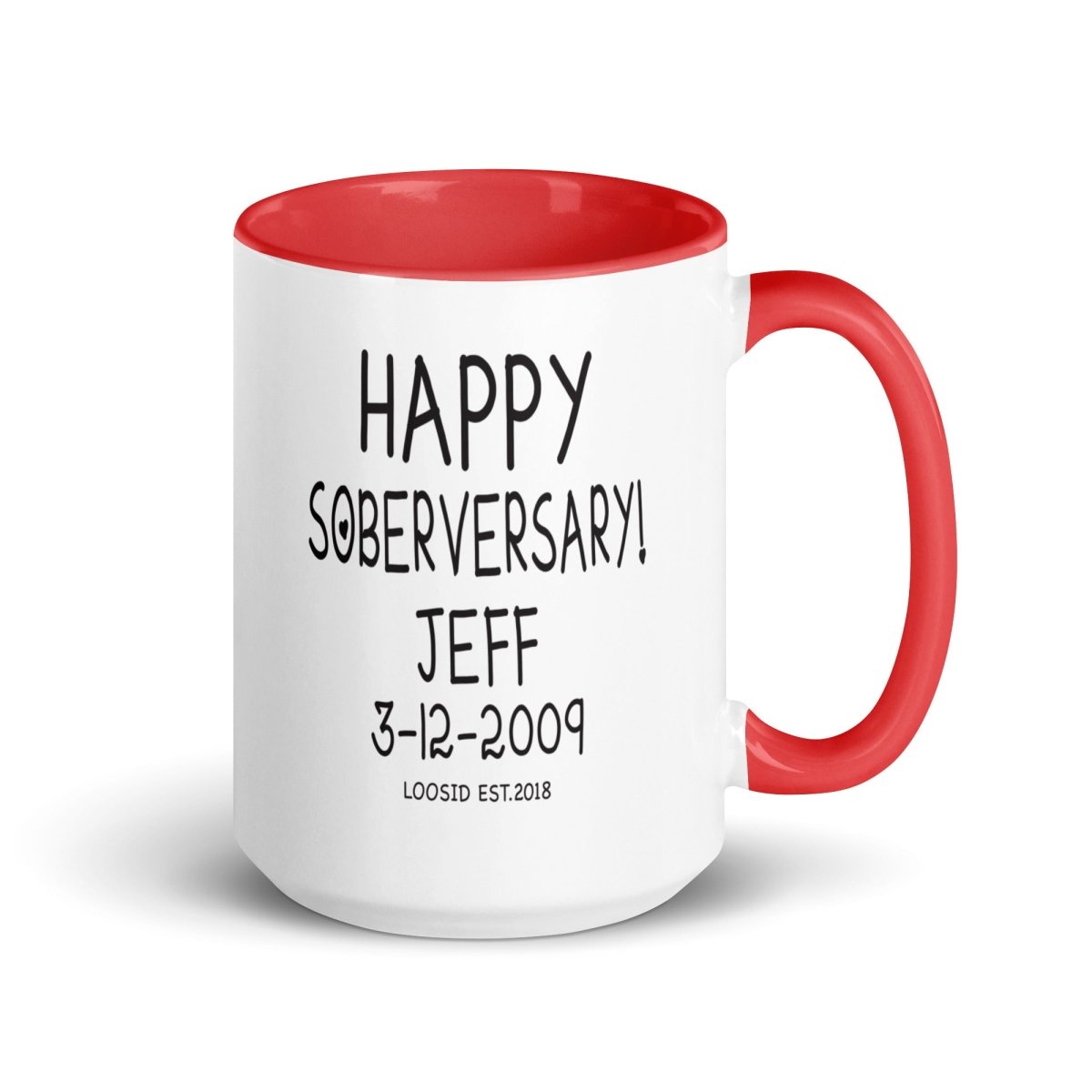Happy Soberversary Mug with Color Inside Sober Coffee Mug packaging detail (view 18)