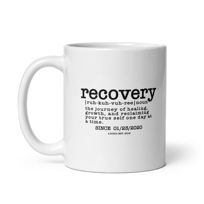 Recovery Definition Sober Coffee Mug flat lay styled image (view 3)