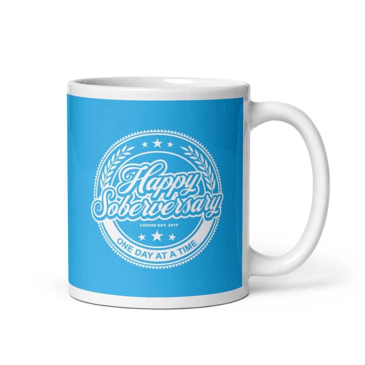 Lt. Blue Happy Soberversary Mug