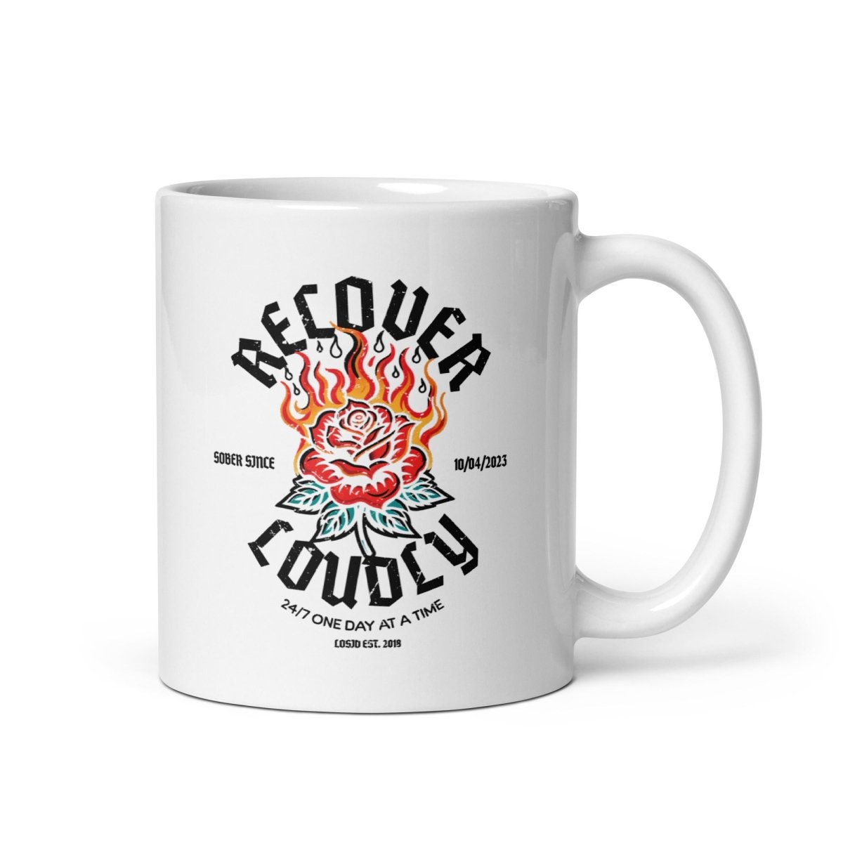 Recover Loudly White Sober Coffee Mug close-up view (view 2)