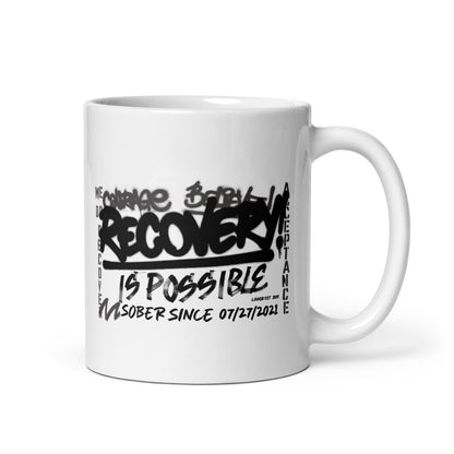 Loosid Recovery Is Possible glossy Sober Sober Coffee Mug featuring the design