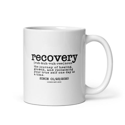 Loosid Recovery Definition Sober Coffee Mug featuring the design