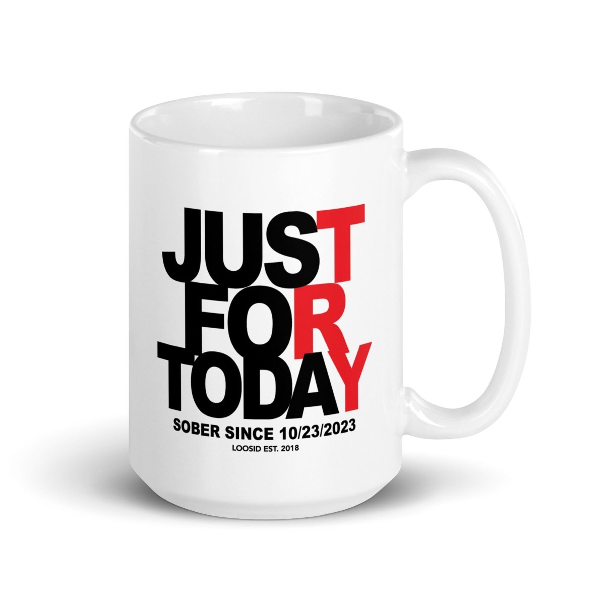 Just For Today Sober Coffee Mug flat lay styled image (view 3)