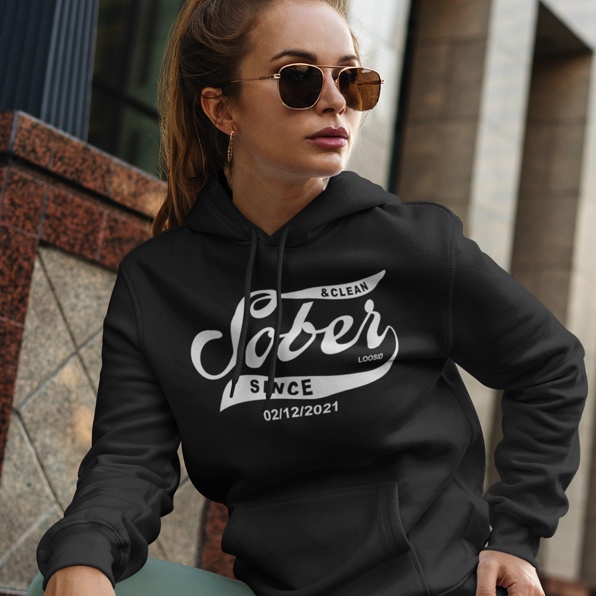 Women's Sober Since Hoodie w/ Personalized Sobriety Date