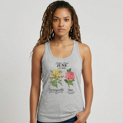 Sober Since Monthly Flower Personalized with Your Sober Date Sober Tank Top back view (view 17)
