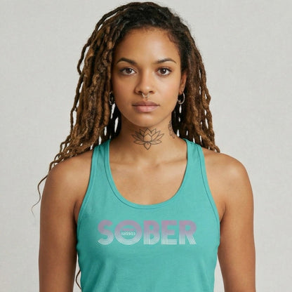 Retro Sober Since Sober Tank Top close-up view (view 12)