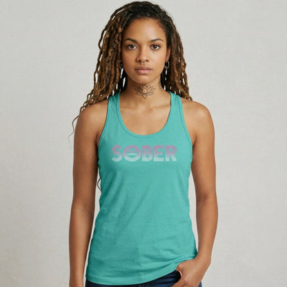 Retro Sober Since Sober Tank Top flat lay styled image (view 13)