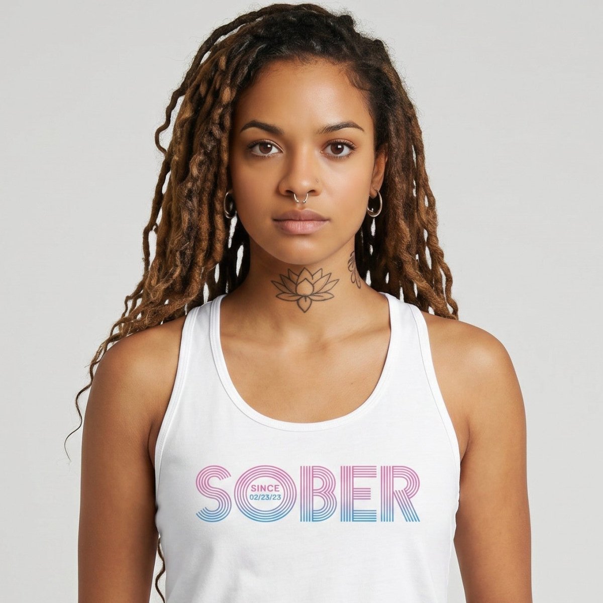 Women's Retro Sober Since tank top w/ Personalized Sobriety Date