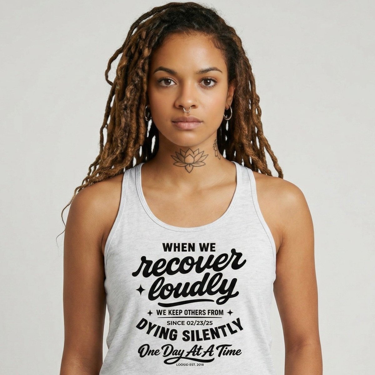 When We Recover Loudly Sober Tank Top graphic detail (view 24)
