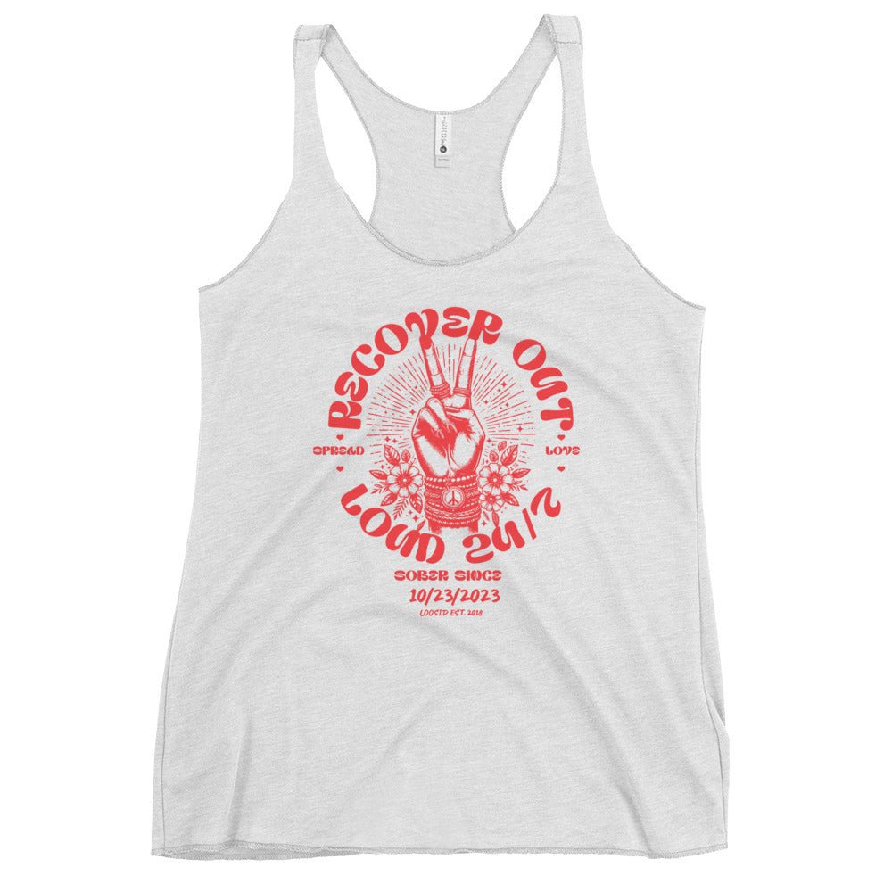 Recover Out Loud Sober Tank Top flat lay styled image (view 3)