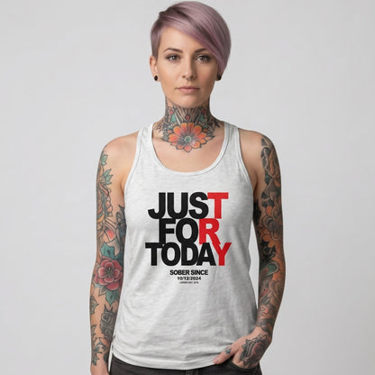 Just Try For Today Women's Racerback Tank with Custom Sobriety Date