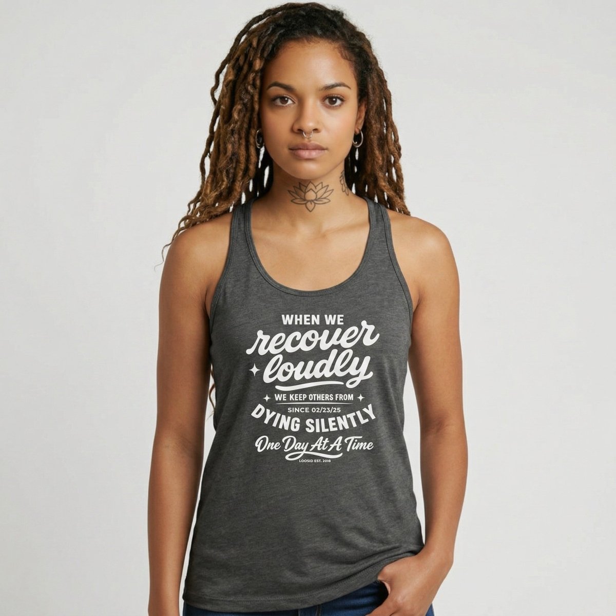 When We Recover Loudly Sober Tank Top fit detail (view 19)