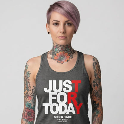 Just Try For Today Women's Racerback Tank with Custom Sobriety Date