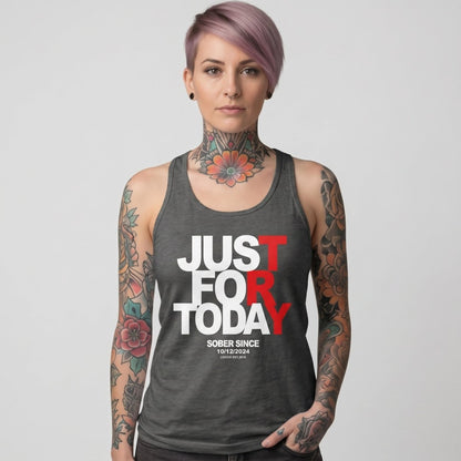Just Try For Today Women's Racerback Tank with Custom Sobriety Date