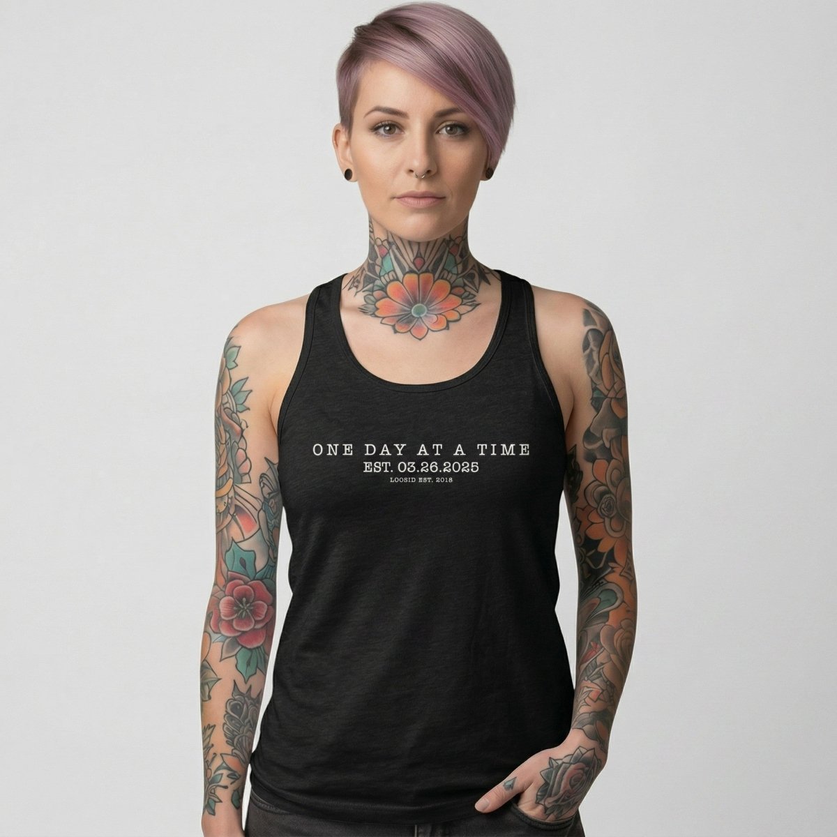 One Day At a Time Sober Tank Top back view (view 7)