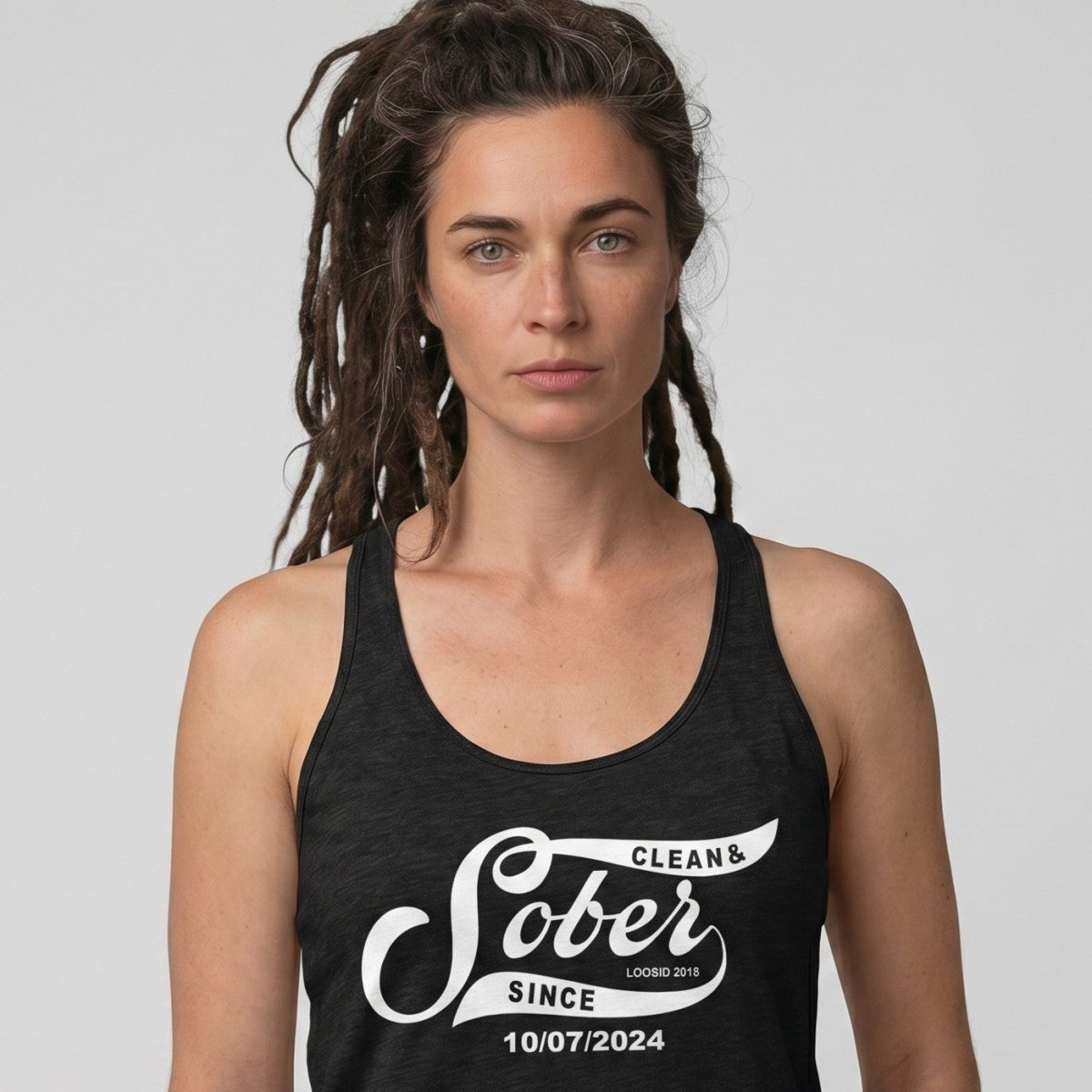 Sober Since Sober Tank Top close-up view (view 2)