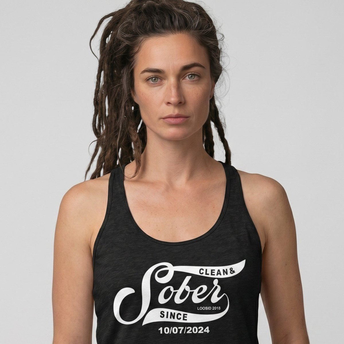 Women’s Sober Since Racerback Tank with Personalized Date