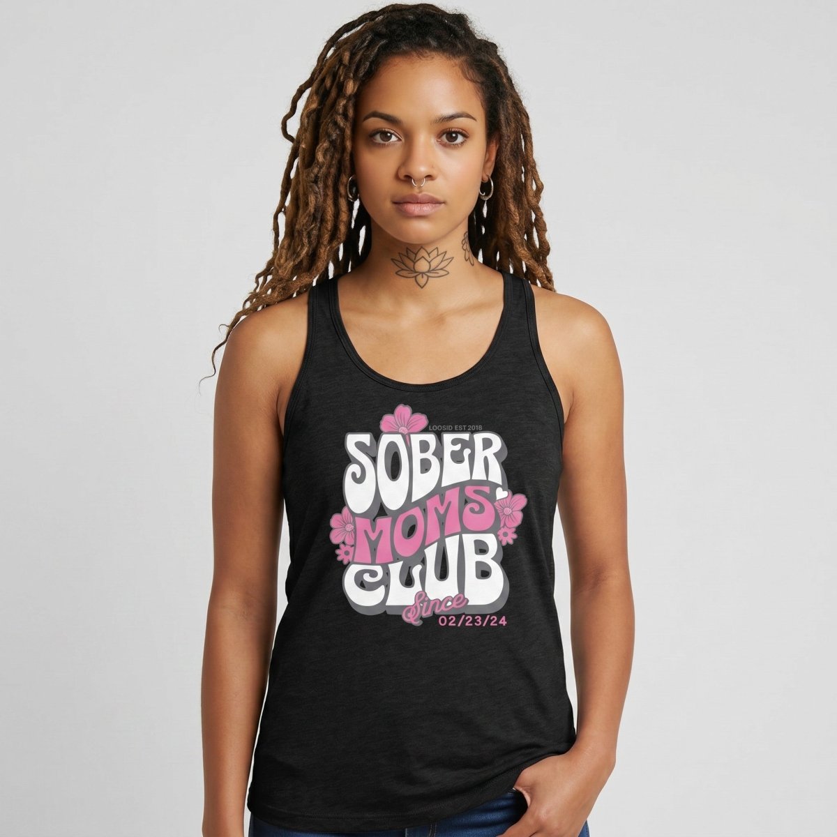 Sober Moms Sober Tank Top flat lay styled image (view 3)