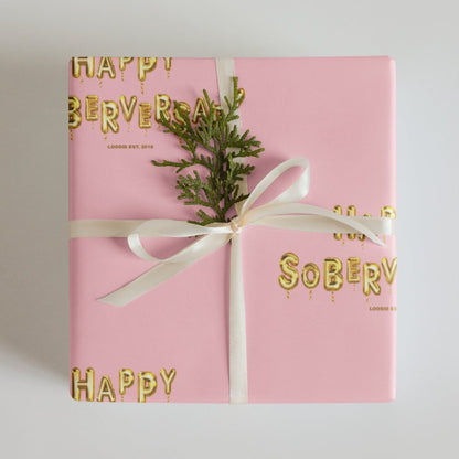 Sober Party Decorations | Pink Happy Soberversary Balloons Wrapping  Paper