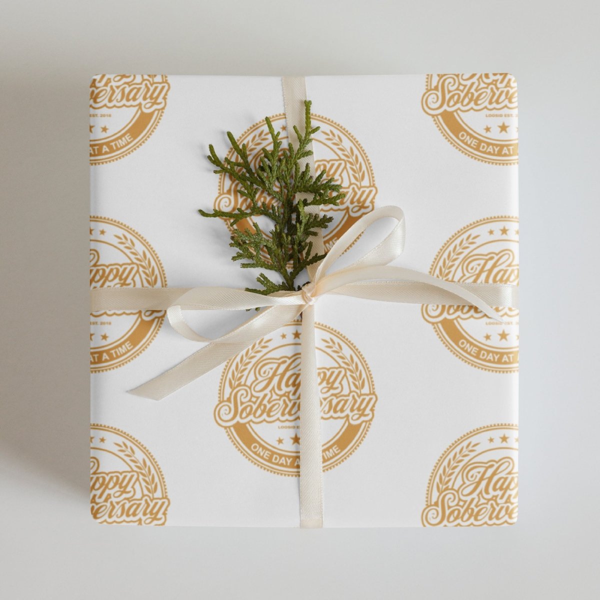 Loosid Happy Soberversary Shield Wrapping Paper Sobriety Gift featuring the design