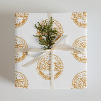 Loosid Happy Soberversary Shield Wrapping Paper Sobriety Gift featuring the design