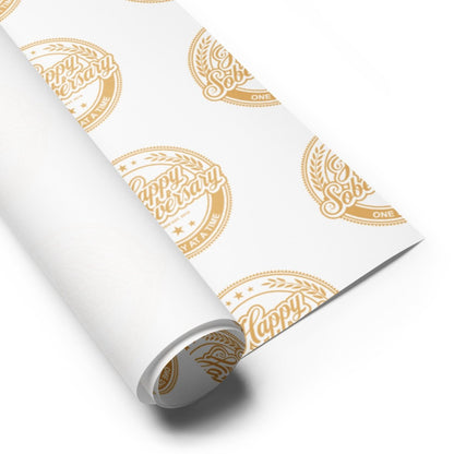 Happy Soberversary Shield Wrapping Paper Sobriety Gift flat lay styled image (view 3)