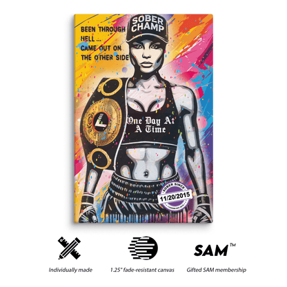 Sober Champ Women Canvas w/ Personalized Sobriety Date
