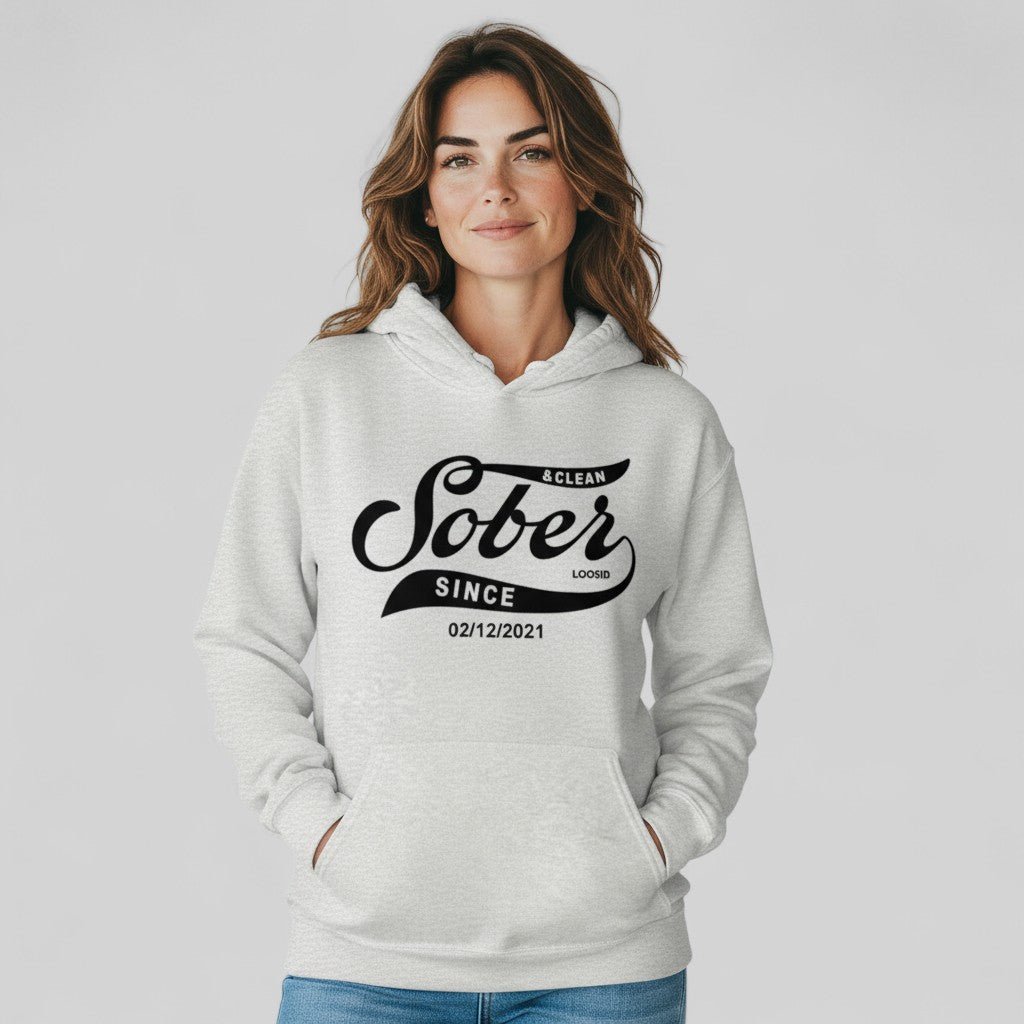 Recovery Hoodie | Women's Sober Since Hoodie with Custom Sober Date